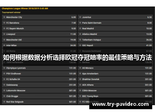 如何根据数据分析选择欧冠夺冠赔率的最佳策略与方法